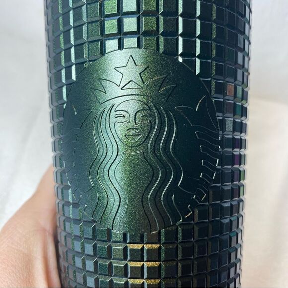 Starbucks Green Metallic Grid Holiday 2021 New W/Tags Tumbler - Picture 2 of 5